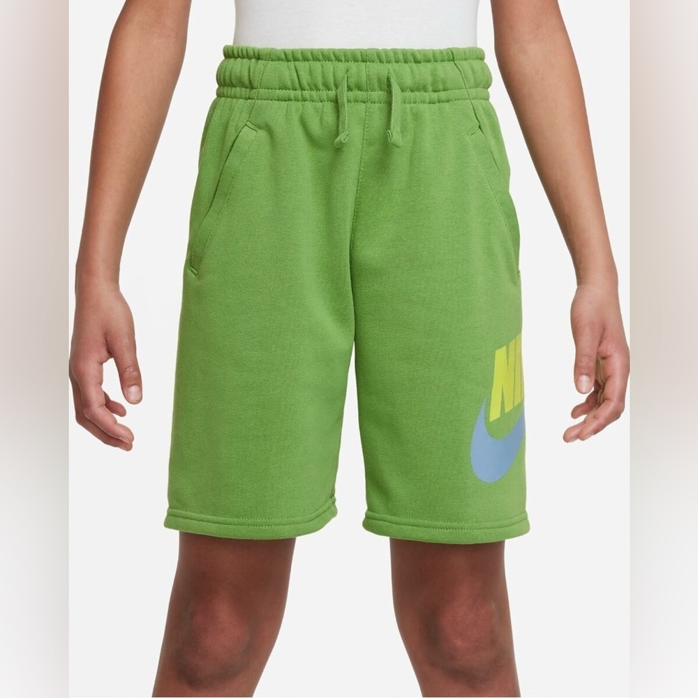 Nike youth boys terry sweat shorts green size large